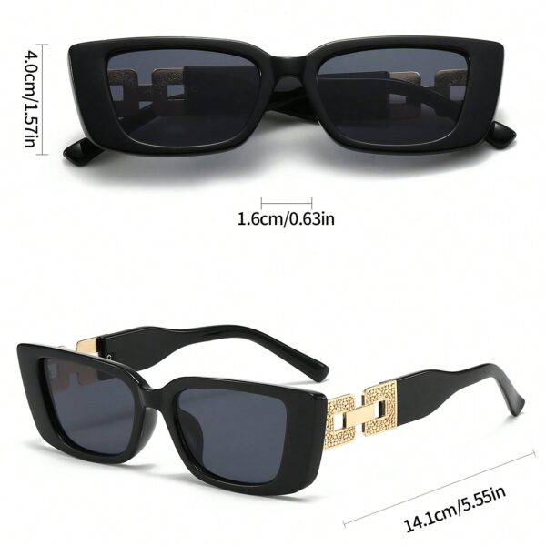 Leopard Print Retro Rectangular Sunglasses, Plastic UV Protection Shades For Travel And Beach