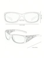 Women's Y2K Floral Embossed Small Square Glasses, Street & Party Eyewear, Vintage Boho, For Summer Beach, Music Festival, Travel, School - Image 6