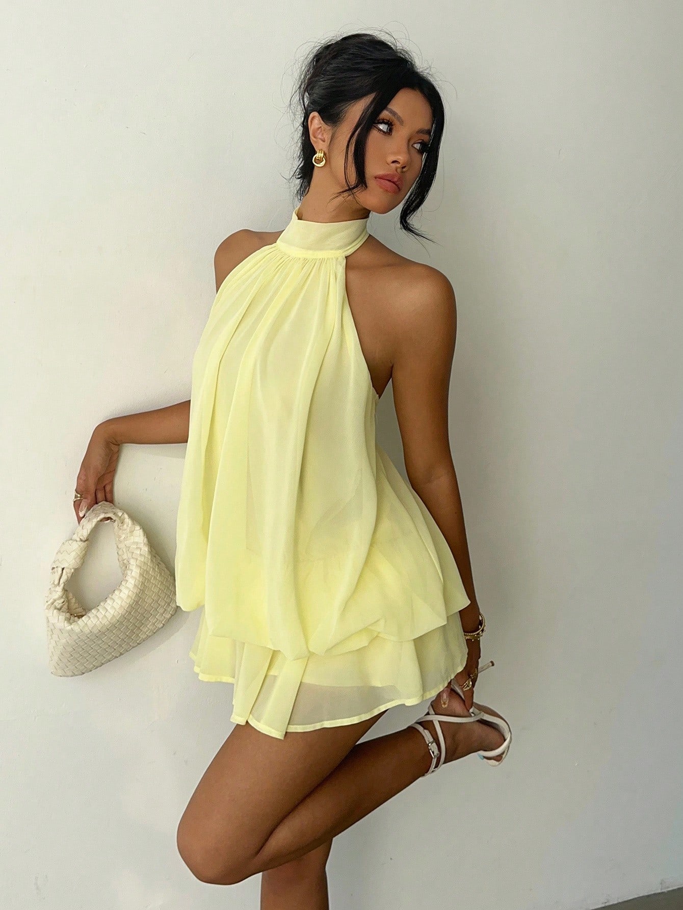 http___img.ltwebstatic.com_v4_j_pi_2025_07_16_2a_1752650578ce7a6f4cd22959796e94c6766e1f1eca Aloruh Women's Chiffon Elegant Pale Yellow Halter Tie Mini Dress,Summer Vacation Night Out Sun Dress,Wedding Guest Party Birthday Honeymoon Outfits - Image 1