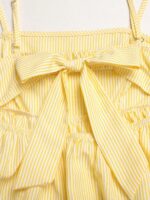 SHEIN Tween Girls Summer Casual Vacation Cream Yellow Striped Back Bow Decor Cami Top And Loose Shorts Set - Image 7