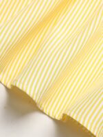 SHEIN Tween Girls Summer Casual Vacation Cream Yellow Striped Back Bow Decor Cami Top And Loose Shorts Set - Image 6