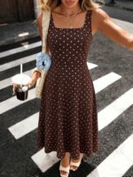 Pariaura Women's Fashionable Elegant Printed Waist Dress Polka Dot Dresses For Women Retro Dresses For Women