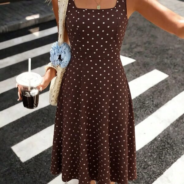 Pariaura Women's Fashionable Elegant Printed Waist Dress Polka Dot Dresses For Women Retro Dresses For Women
