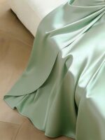 Franclia Women's Elegant Dress Party Dinner Dinner Lustrous Satin Metallic Decor Flared Sleeve Round Neck Spring/Summer Mint Green - Image 2