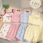 Tween Girl Casual Minimalist Slim Fit Vintage Cute Mini Cherry Cami Top & Shorts Set, Summer Loungewear, Cami Set, Cami And Shorts Set, Easy Comfort, Chill Vibes