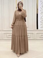 New Fashion Lace-Up Long Sleeve Dress For Women, Elegant Casual Daily Muslim Dress, New Year Dress Eid Spring