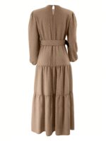 New Fashion Lace-Up Long Sleeve Dress For Women, Elegant Casual Daily Muslim Dress, New Year Dress Eid Spring - Image 3