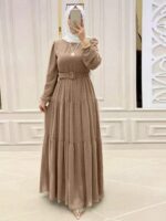 New Fashion Lace-Up Long Sleeve Dress For Women, Elegant Casual Daily Muslim Dress, New Year Dress Eid Spring - Image 2