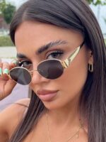 Oval Women's Glasses, Retro Chic Metal Frame In Black, Travel & Beach Accessory, Autumn/Winter Business & Casual, College Style - Image 3