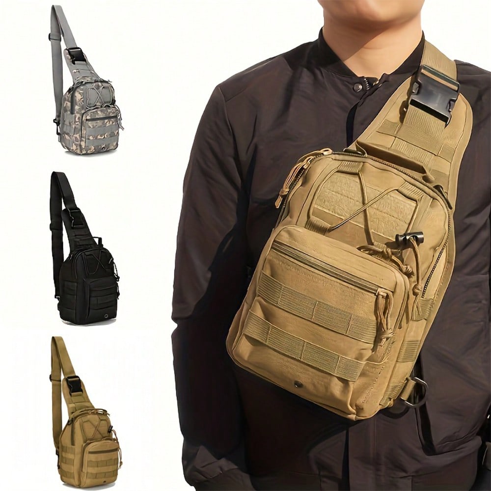 NYXIA Men's Camouflage Chest Bag, One Shoulder Crossbody Bag, Oxford Cloth Hiking Camping Fishing Chest Bag, MOLLE System Multi-Function Outdoor Sports Bag - Image 1