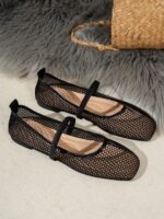 Women's Lightweight Breathable Hollow Mesh Flat Ballet Shoes, Casual Comfortable Slip-On Shoes For Daily Commute, Summer,Mothers Day Gift - Image 4