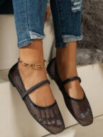 Women's Lightweight Breathable Hollow Mesh Flat Ballet Shoes, Casual Comfortable Slip-On Shoes For Daily Commute, Summer,Mothers Day Gift - Image 6