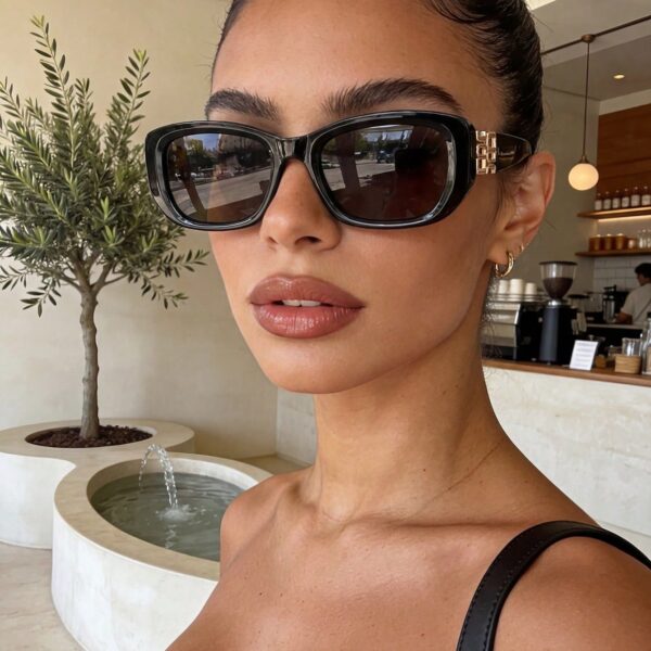 Retro Rectangular Black Plastic Sunglasses, Classic UV Protection Shades For Travel And Beach