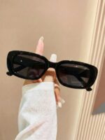 Unisex Black Rectangular Sunglasses For Travel, Beach, Bar, Outdoor And Daily Casual Wear - Image 2