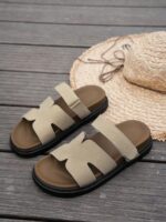 Comfortable Flat Thick Sole Daily Basic Slippers, Faux Suede Magic Tape Adjustable Slides, Spring Shoes, Vacation Shoes, Casual Shoes, Beach Shoes, Campus Casual, Mother's Day Gift, Christmas, Valentine's Day, Everyday Wear - Image 5