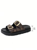 Retro Floral Double-Buckle Women's Sandals, Thick-Sole Slip-On Slides, Comfortable & Versatile Summer Outdoor Slippers,Wedge Sandals - Image 5