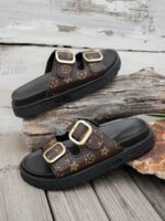 Retro Floral Double-Buckle Women's Sandals, Thick-Sole Slip-On Slides, Comfortable & Versatile Summer Outdoor Slippers,Wedge Sandals - Image 3
