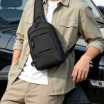 Men's Waterproof One Shoulder Bag, Anti-Theft Crossbody Chest Bag With Port, Lightweight Nylon Shoulder Bag Suitable For Travel, Hiking, Work, Daily Commute, Black