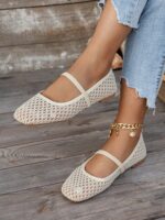 New Hollow Lace Mesh Women's Flat Shoes, Fashion Mary Jane Ballet Shoes, Soft And Elegant, Breathable Slip-On Casual Loafers For Summer,Mothers Day Gift - Image 4