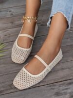New Hollow Lace Mesh Women's Flat Shoes, Fashion Mary Jane Ballet Shoes, Soft And Elegant, Breathable Slip-On Casual Loafers For Summer,Mothers Day Gift - Image 2