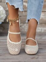 New Hollow Lace Mesh Women's Flat Shoes, Fashion Mary Jane Ballet Shoes, Soft And Elegant, Breathable Slip-On Casual Loafers For Summer,Mothers Day Gift - Image 3