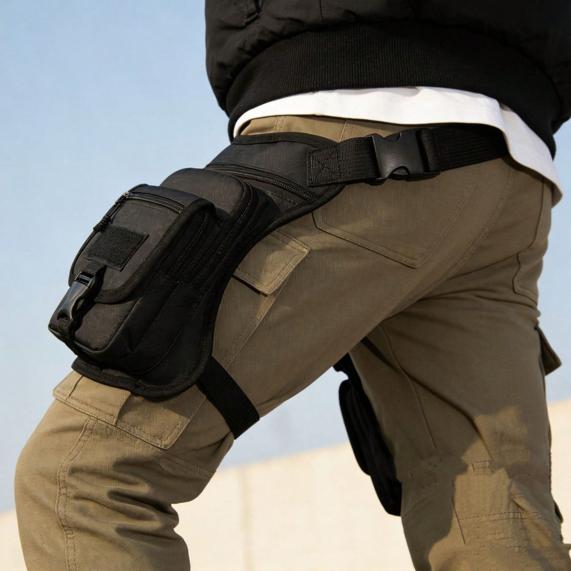 Motorcycle Riding Leg Bag, Construction Work Tactical Multi-Function Waist Bag, Men's Large Capacity Casual Sports Camouflage Backpack, Outdoor Waist Bag, Sports Waist Bag, Men's Outdoor Waist Bag, Large Waist Bag, Suitable For Daily Riding, Camping, Hiking, Hunting, Fishing - Image 6