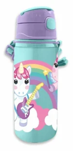 Back to School 600ml Kids Aluminium Flask Push Button Water Bottle for School - Image 2