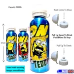 KIDS DRINK BOTTLE ALUMINIUM SCHOOL WATER BOTTLE AVENGERS BATMAN SPIDERMAN 500ML - Image 4