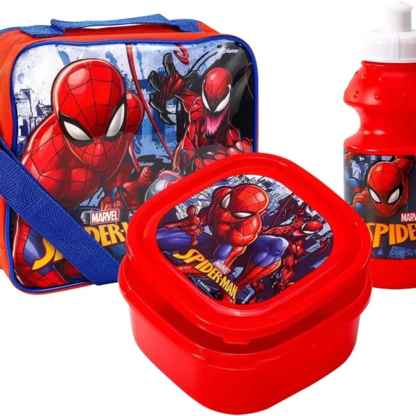 Spiderman 3Pc Lunch Bag Set With Sandwich Box Drinks Bottle Back To School Set