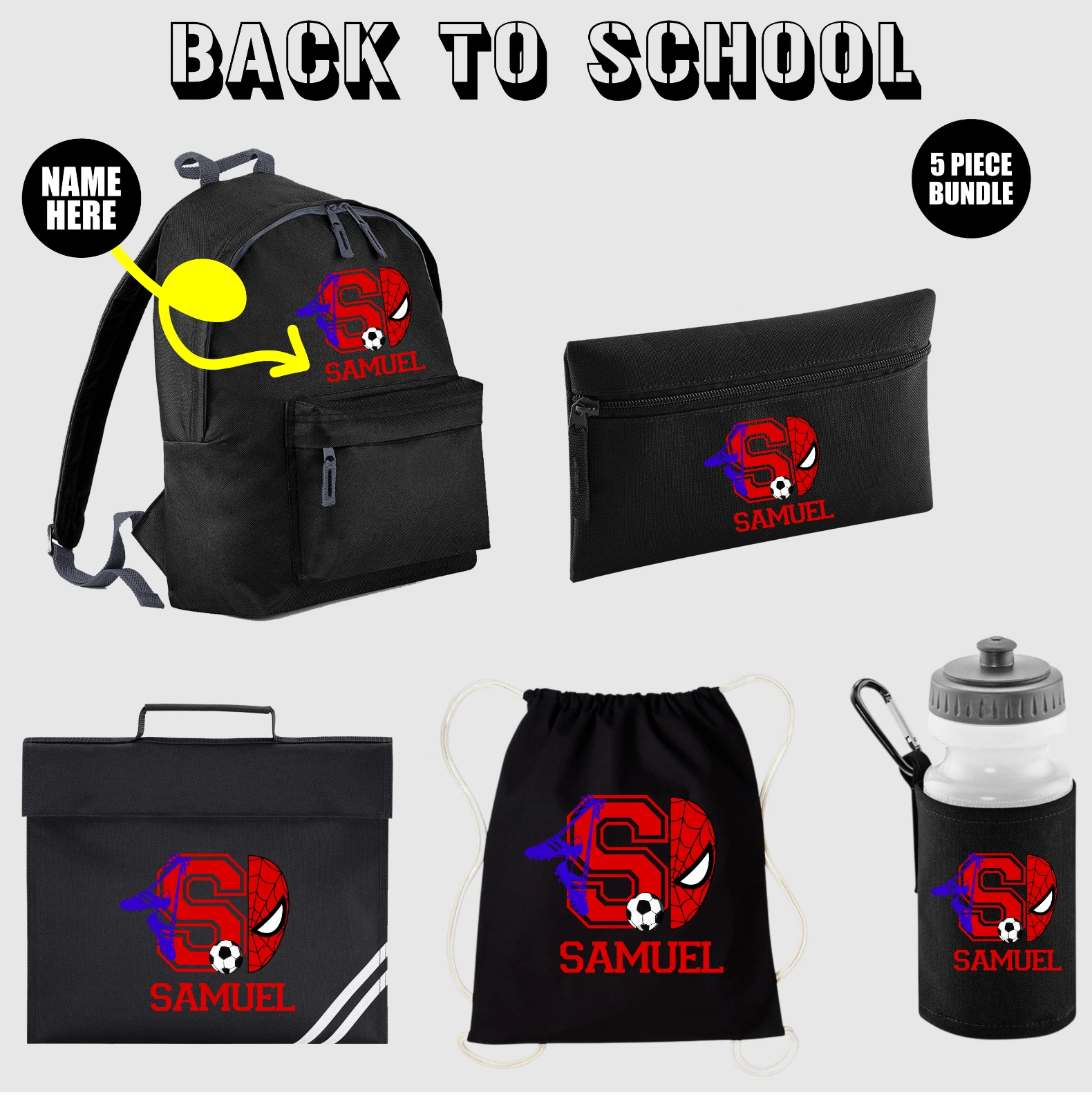 s-l1600 (74) Personalised Spider Man Backpack, Custom Name, Kids Back To School Essentials - Image 1