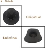 Adjustable Black Cowboy Hat – Unisex Western Felt Hat with Shapeable Brim - Image 4