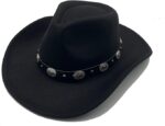 Adjustable Black Cowboy Hat – Unisex Western Felt Hat with Shapeable Brim