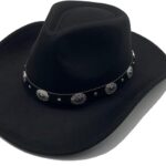 Adjustable Black Cowboy Hat – Unisex Western Felt Hat with Shapeable Brim