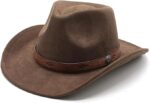 Unisex Suede Cowboy Hat – Wide Brim Western Fedora for Men & Women