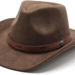 Unisex Suede Cowboy Hat – Wide Brim Western Fedora for Men & Women