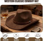 Unisex Suede Cowboy Hat – Wide Brim Western Fedora for Men & Women - Image 3