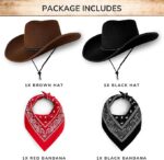 Cowboy Hats Pack of 2 with Bandanas – Unisex Western Fancy Dress Costume Set - Image 2