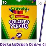 CRAYOLA Wooden Coloured Pencils – 50 Count, Assorted Colours, Pre-Sharpened Art Pencils