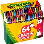CRAYOLA Wax Colouring Crayons – Assorted Colours, 64 Count, Handy Flip-Top Box with Sharpener Included