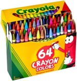 CRAYOLA Wax Colouring Crayons – Assorted Colours, 64 Count, Handy Flip-Top Box with Sharpener Included