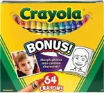 CRAYOLA Wax Colouring Crayons – Assorted Colours, 64 Count, Handy Flip-Top Box with Sharpener Included - Image 2