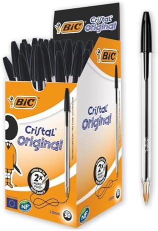 B000I5ZK2U-0-1785858993637 BIC Cristal Original Ballpoint Pens Pack of 50 – Black Medium Point Pens - Image 1