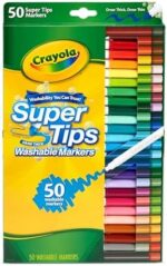 CRAYOLA Super Tips Washable Markers – 50 Count Assorted Colours
