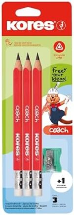 Kores Graphite HB Pencils with Eraser – Triangular Grip Writing Pencils Pack - Image 2