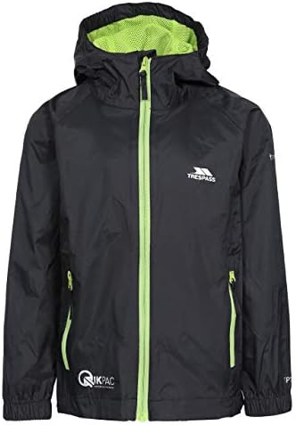 B00DZNT8Y8-0-1786712573178 Trespass Kids Packaway Waterproof Jacket – Lightweight Hooded Raincoat, Black, Boys - Image 1