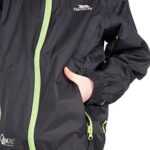 Trespass Kids Packaway Waterproof Jacket – Lightweight Hooded Raincoat, Black, Boys - Image 7