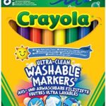 CRAYOLA Ultra-Clean Washable Markers – 8 Count Assorted Colours