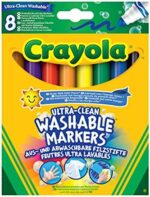 CRAYOLA Ultra-Clean Washable Markers – 8 Count Assorted Colours