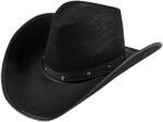 Black Wichita Cowboy Hat – Unisex Western Sheriff Fancy Dress Hat