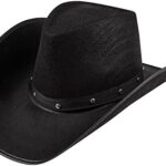 Black Wichita Cowboy Hat – Unisex Western Sheriff Fancy Dress Hat